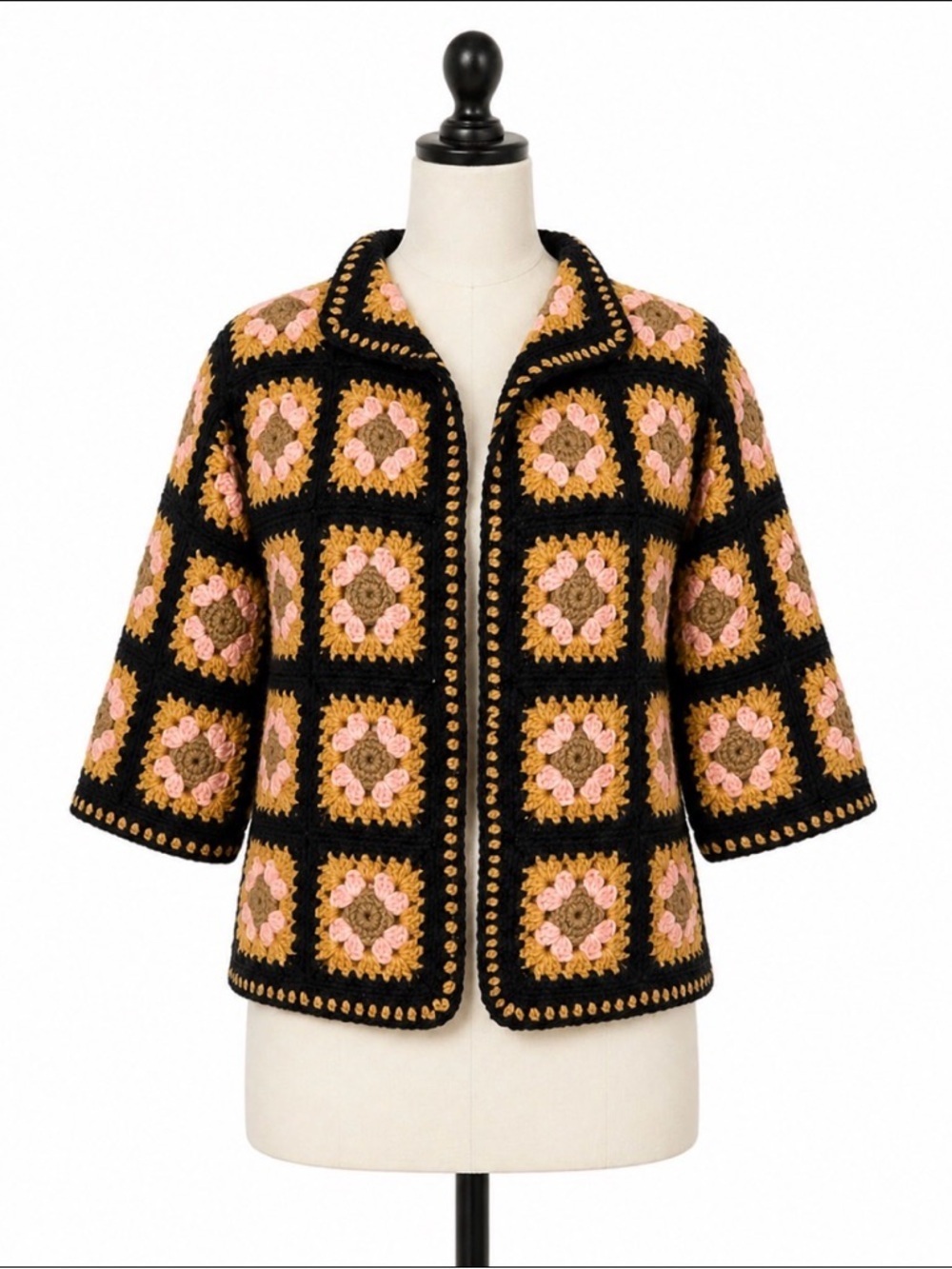 Handmade Granny Crochet Open Front Cardigan